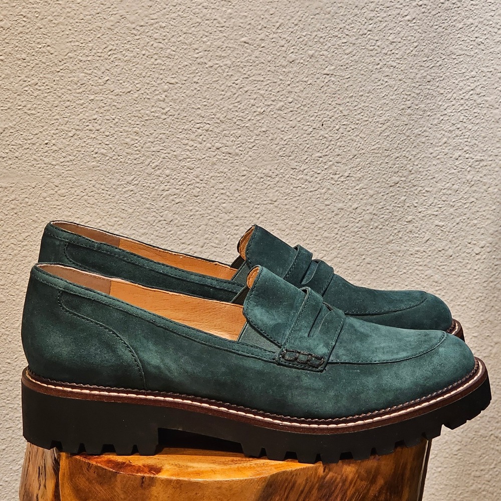 Suede Penny Loafers in Deep Teal - Women's Casual Dress Shoe